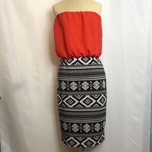 HOT TEMPERED Strapless Chiffon Top Tribal Skirt Dress Size L